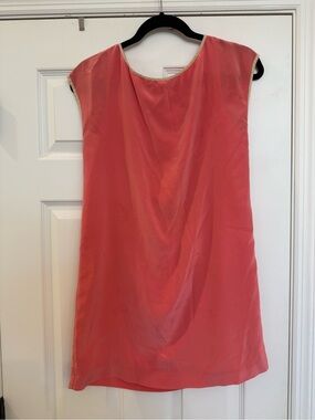 Club Monaco Coral Red Pink Silk Sleeveless Shift Dress Cover Up XS